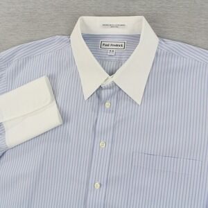Paul Fredrick Shirt Mens Size 18-36 Blue French Cuff Long Sleeve Button Up
